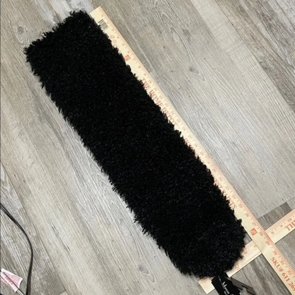 Faux Sheep fur Infinity Scarf Black Curly Shearling Texture Marcus Adler NWT